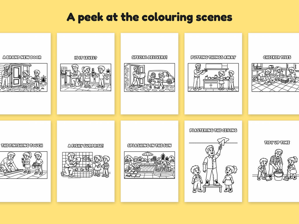 My Daddy is a... Around the House Bundle – 5 Printable Colouring Books: sample pages