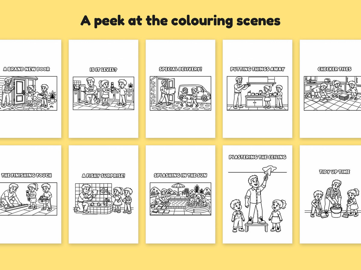 My Daddy is a... Around the House Bundle – 5 Printable Colouring Books: sample pages