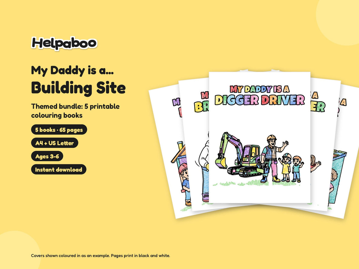 My Daddy is a... Building Site Bundle – 5 Printable Colouring Books: cover