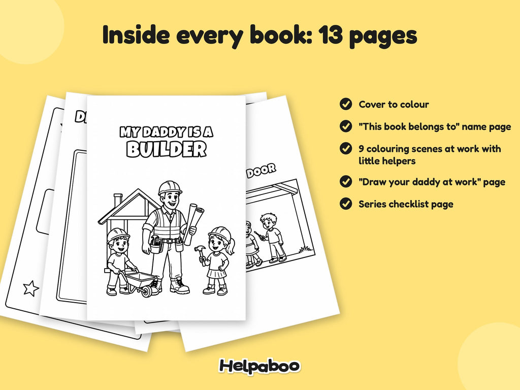 My Daddy is a... Building Site Bundle – 5 Printable Colouring Books: inside every book