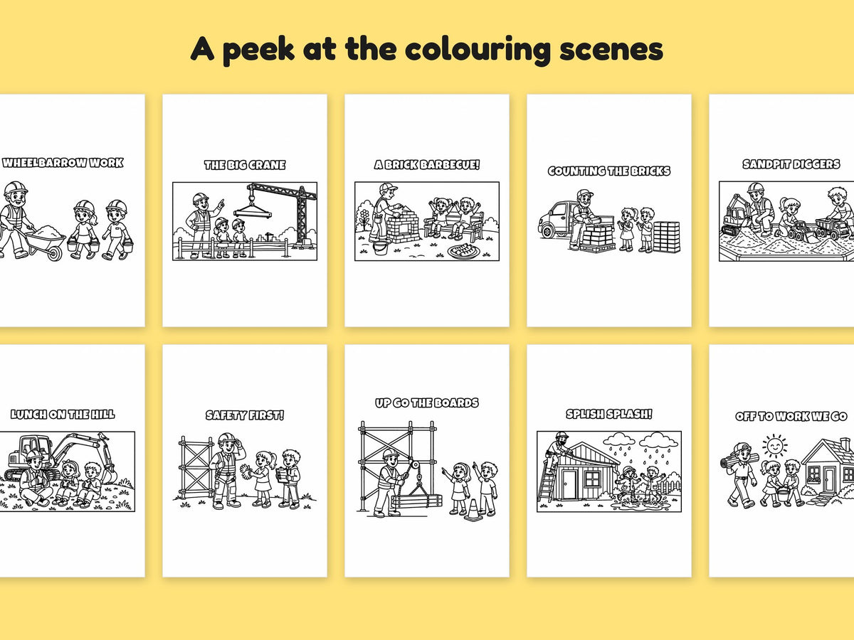 My Daddy is a... Building Site Bundle – 5 Printable Colouring Books: sample pages
