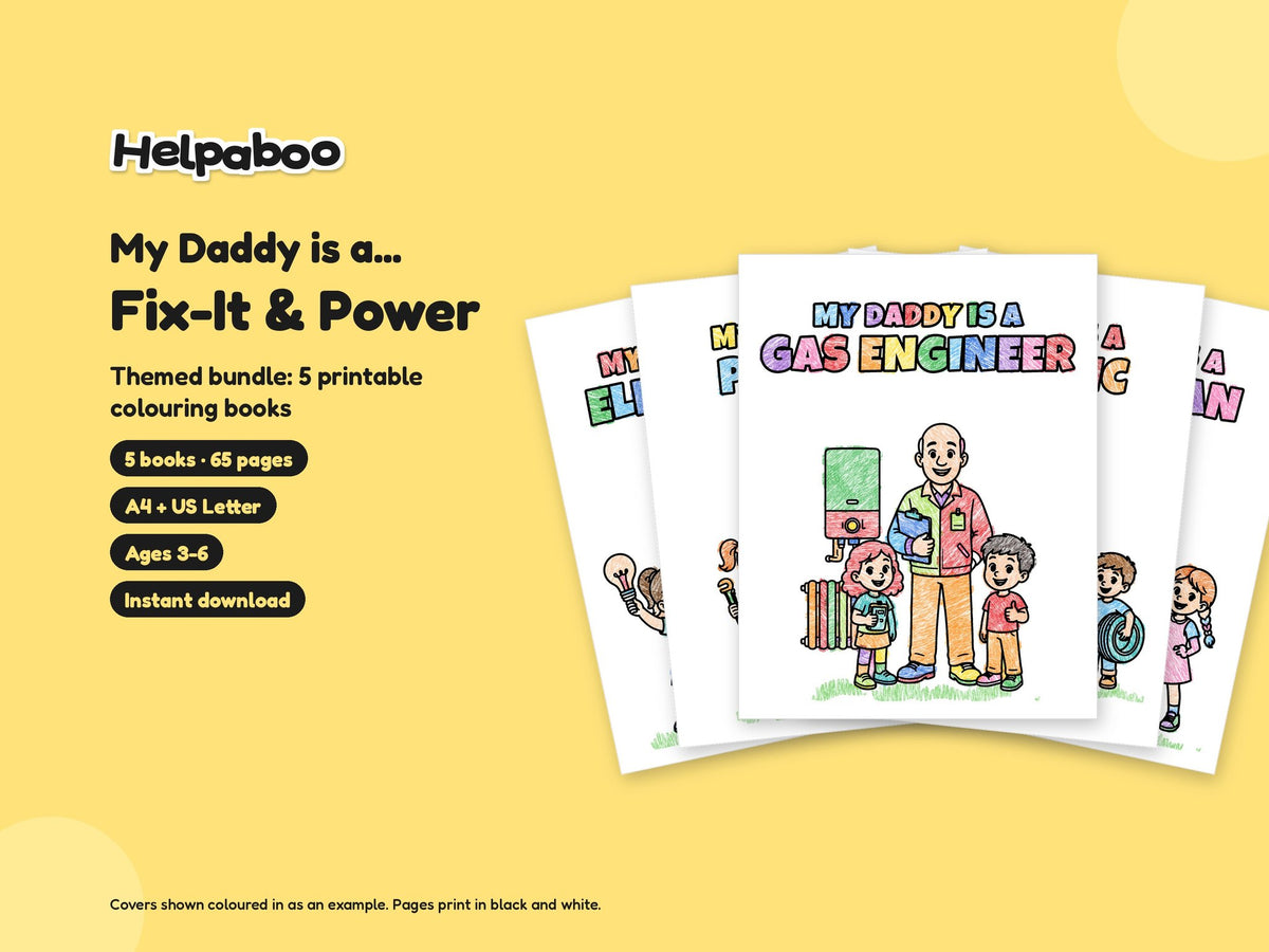 My Daddy is a... Fix-It & Power Bundle – 5 Printable Colouring Books: cover