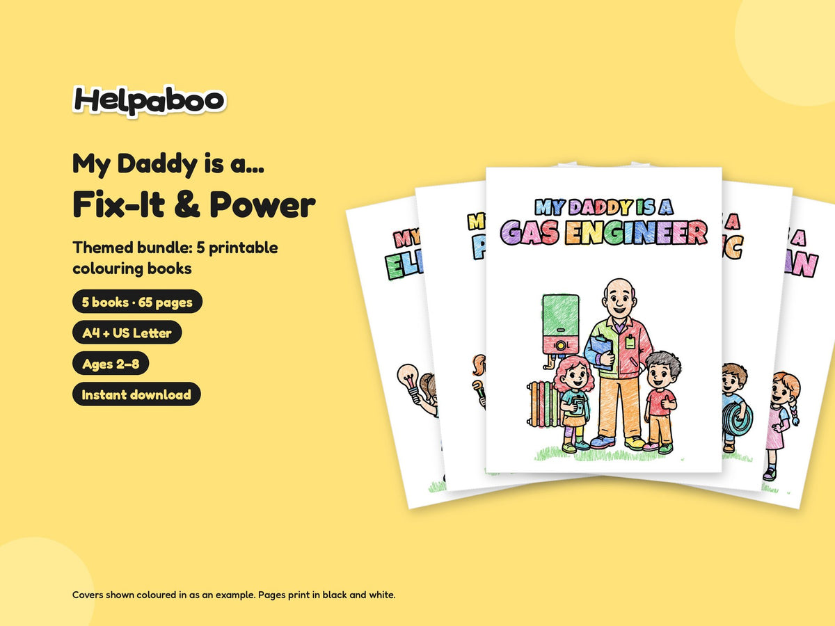 My Daddy is a... Fix-It & Power Bundle – 5 Printable Colouring Books: cover