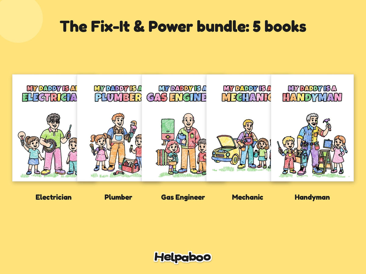 My Daddy is a... Fix-It & Power Bundle – 5 Printable Colouring Books: the 5 books in this bundle