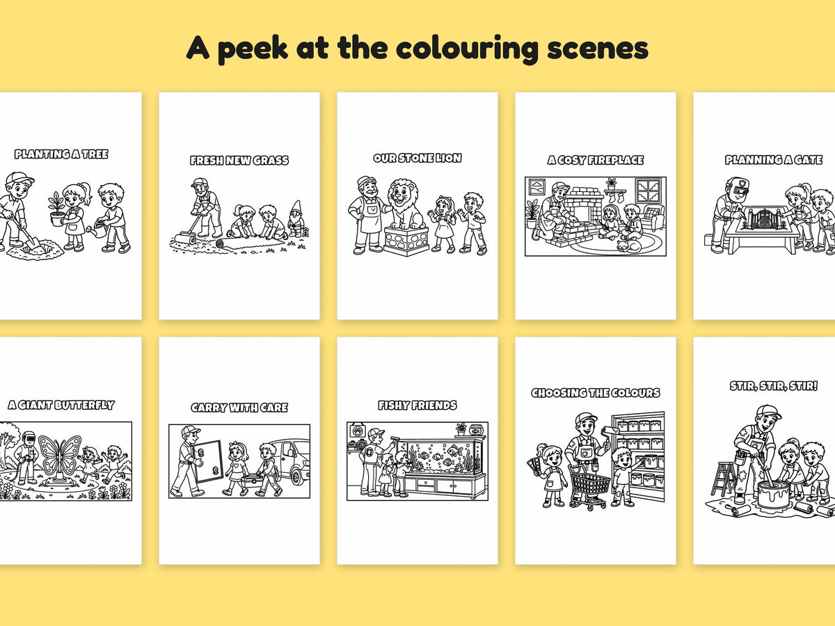 My Daddy is a... Makers & Outdoors Bundle – 5 Printable Colouring Books: sample pages