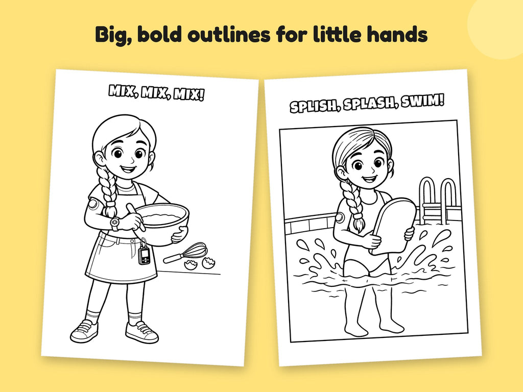 Helpaboo Together: Baking Day – Printable Colouring Book: close-up of colouring pages