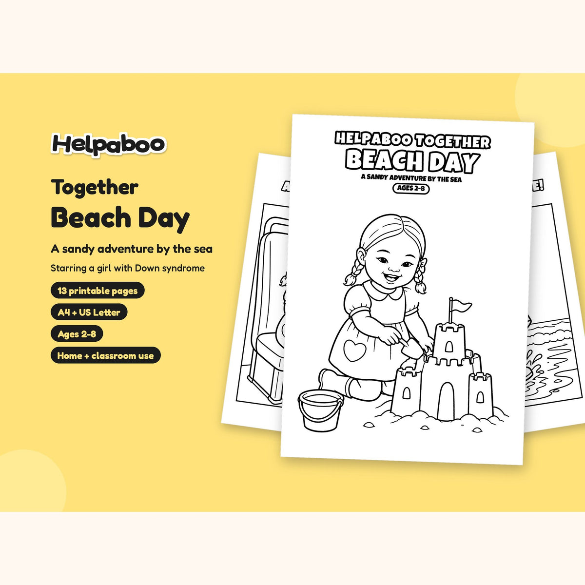 Helpaboo Together: Beach Day – Printable Colouring Book: cover