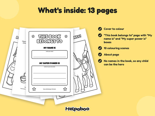Helpaboo Together: Beach Day – Printable Colouring Book: what's inside
