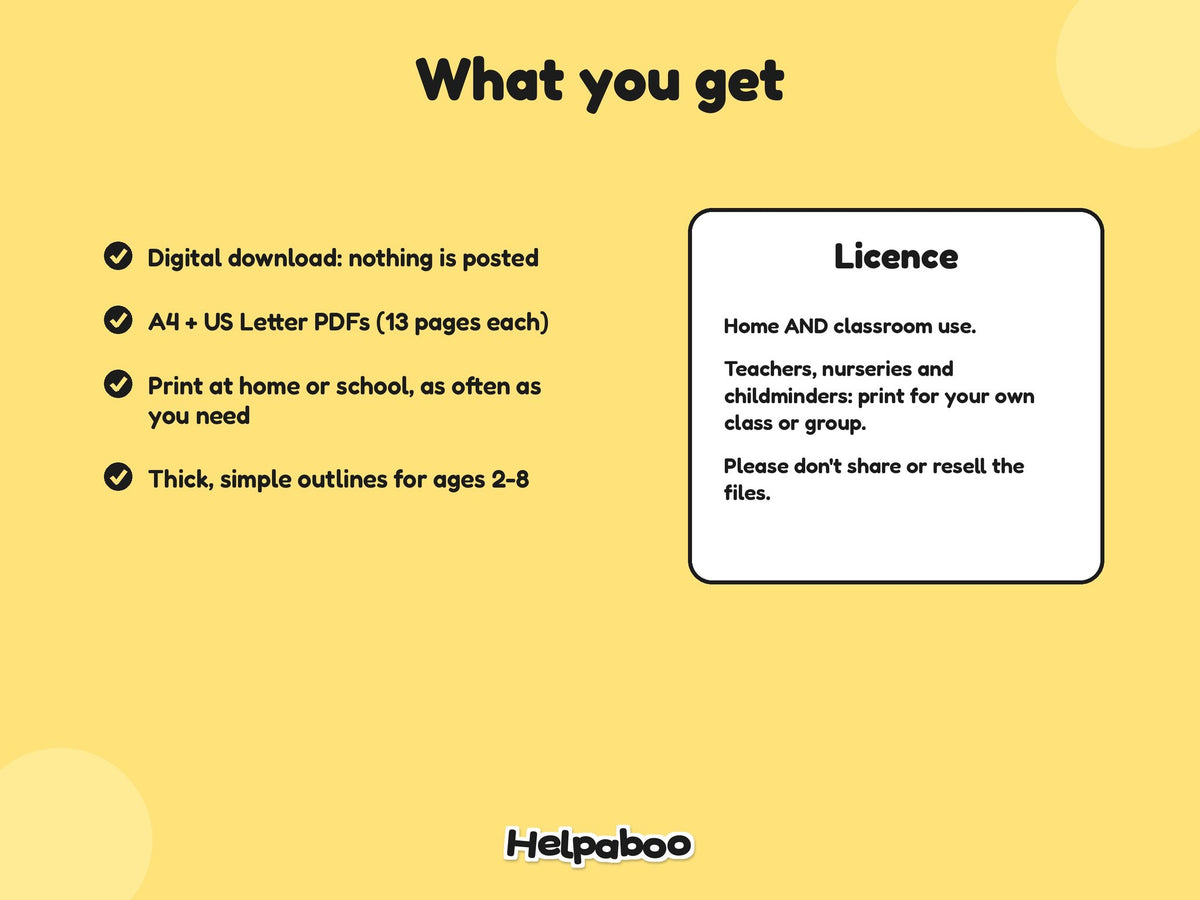 Helpaboo Together: Beach Day – Printable Colouring Book: what you get and licence