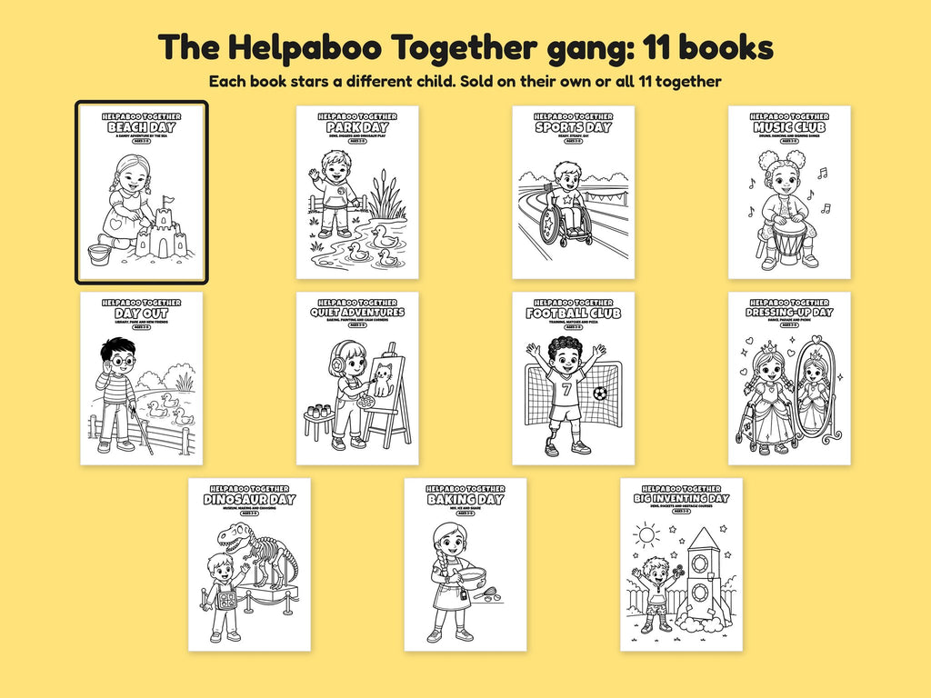 Helpaboo Together: Beach Day – Printable Colouring Book: the full series