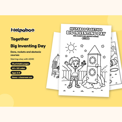 Helpaboo Together: Big Inventing Day – Printable Colouring Book: cover