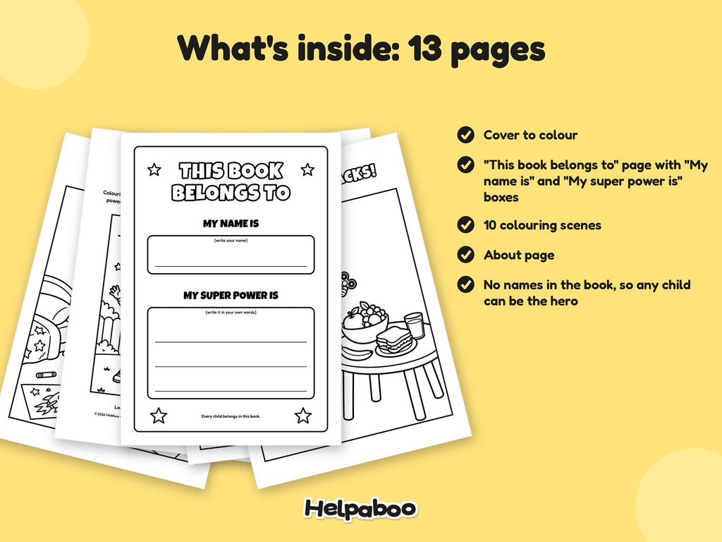 Helpaboo Together: Big Inventing Day – Printable Colouring Book: what's inside