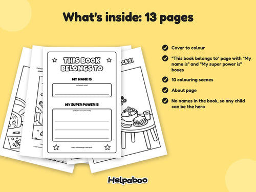 Helpaboo Together: Big Inventing Day – Printable Colouring Book: what's inside