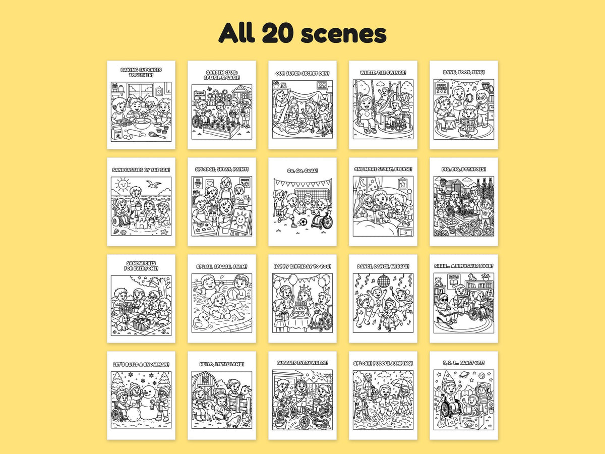 Helpaboo Together: A Colouring Book Where Everyone Belongs: all 20 scenes