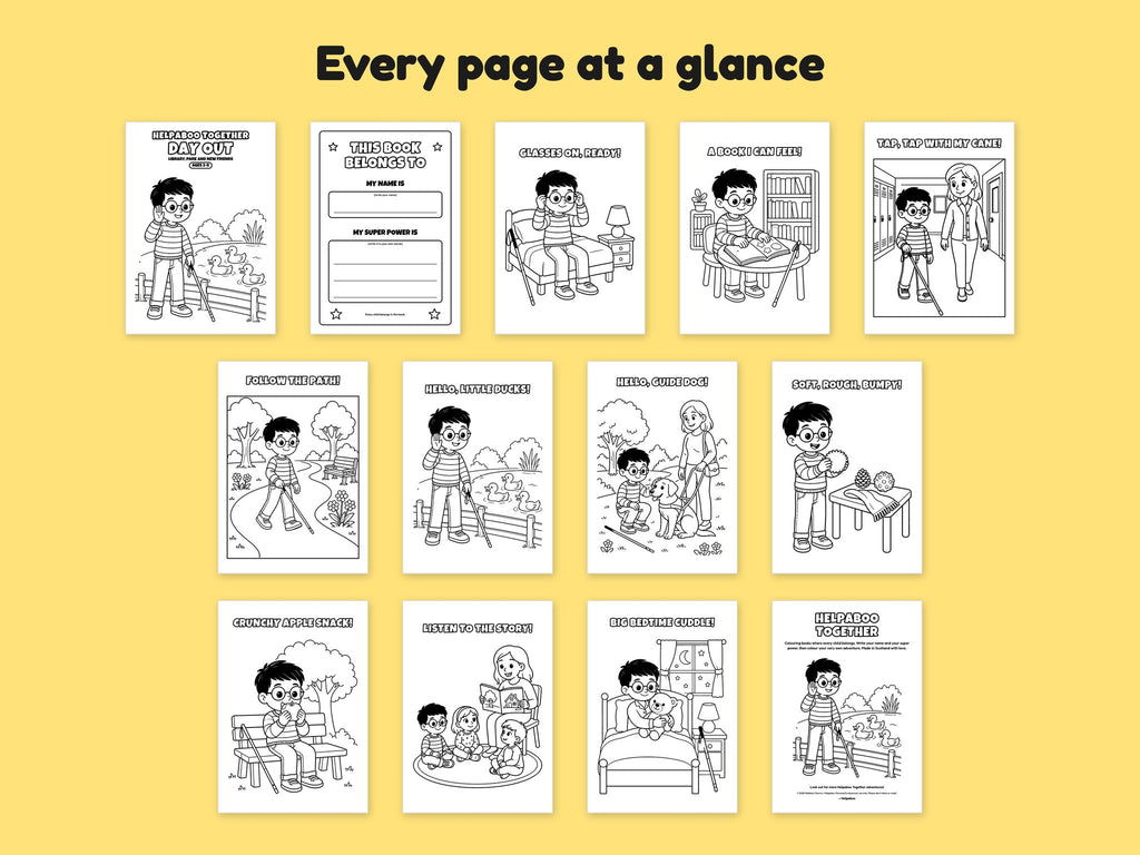 Helpaboo Together: Day Out – Printable Colouring Book: every page at a glance