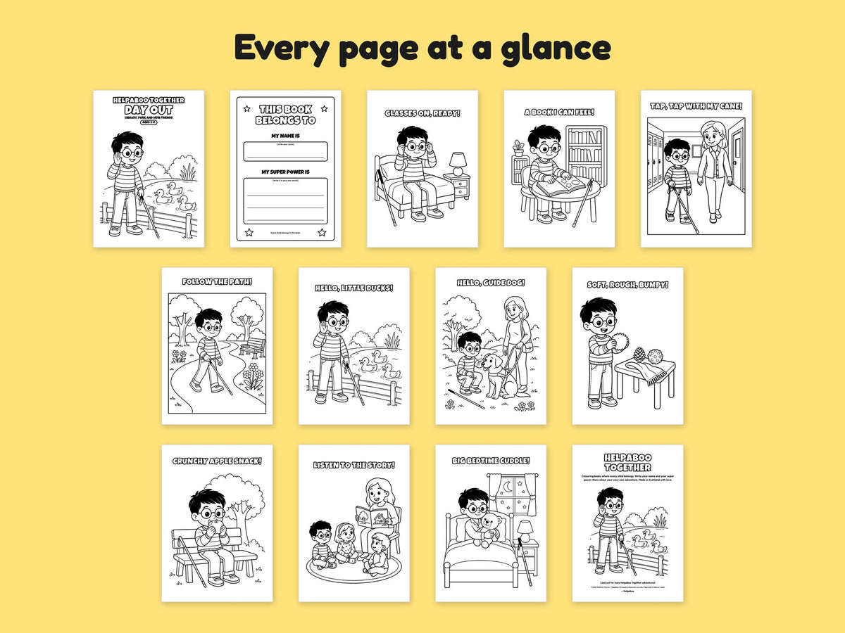 Helpaboo Together: Day Out – Printable Colouring Book: every page at a glance