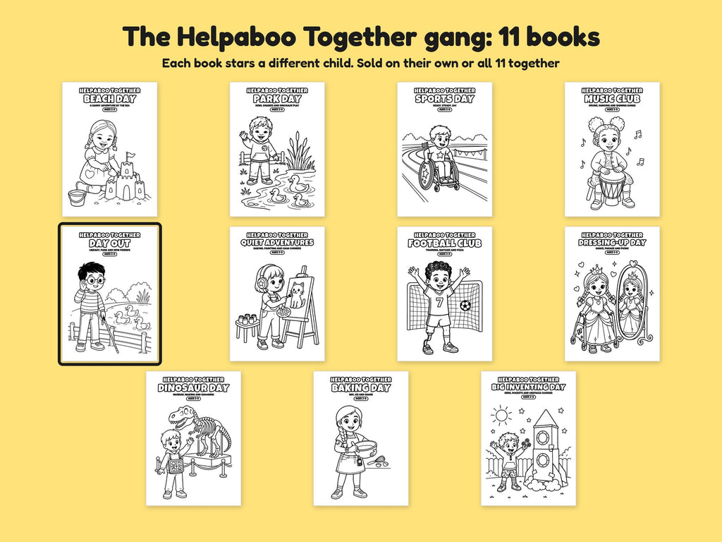 Helpaboo Together: Day Out – Printable Colouring Book: the full series