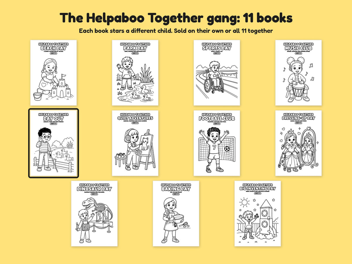 Helpaboo Together: Day Out – Printable Colouring Book: the full series