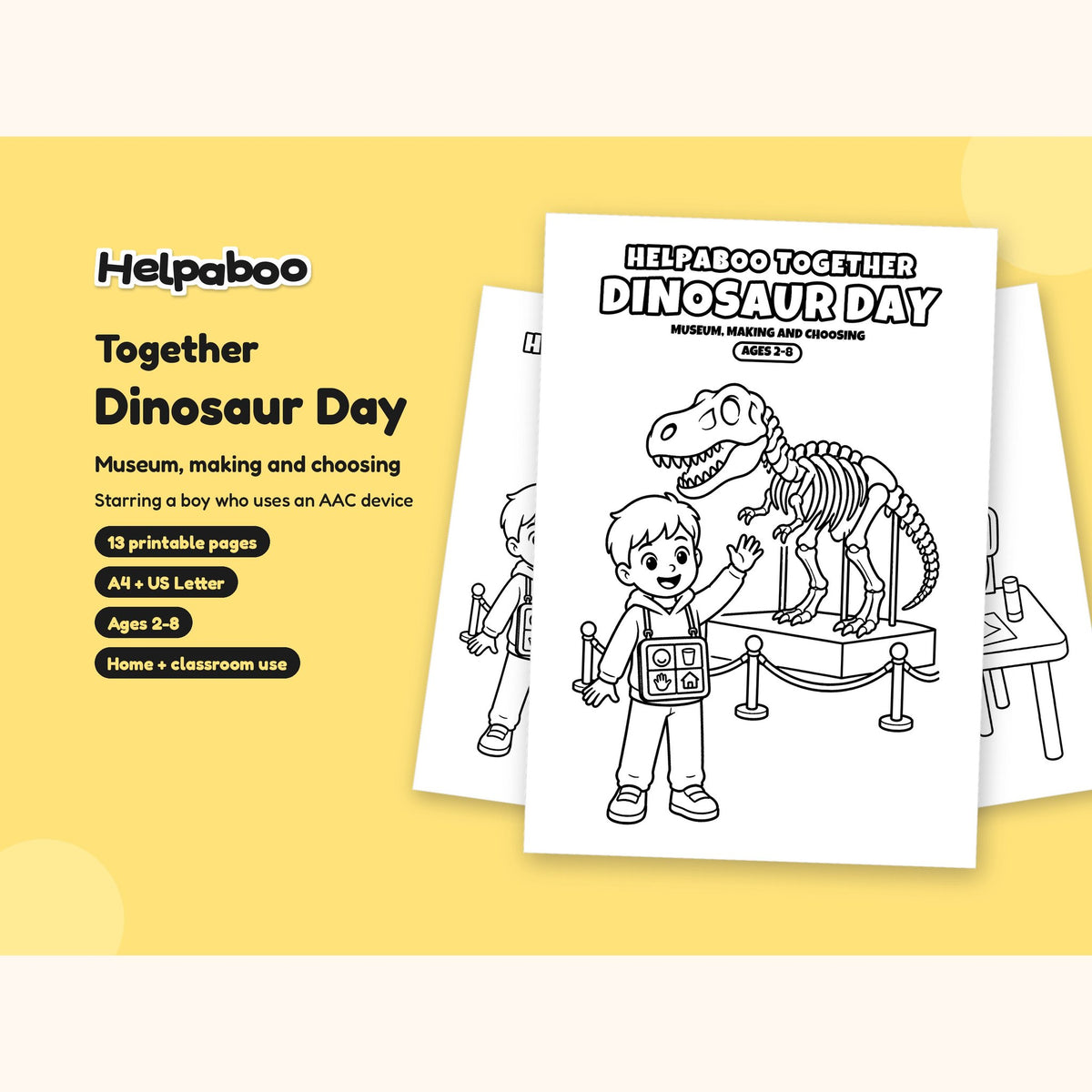 Helpaboo Together: Dinosaur Day – Printable Colouring Book: cover