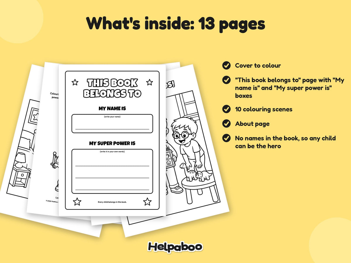 Helpaboo Together: Dinosaur Day – Printable Colouring Book: what's inside