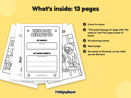 Helpaboo Together: Dinosaur Day – Printable Colouring Book: what's inside