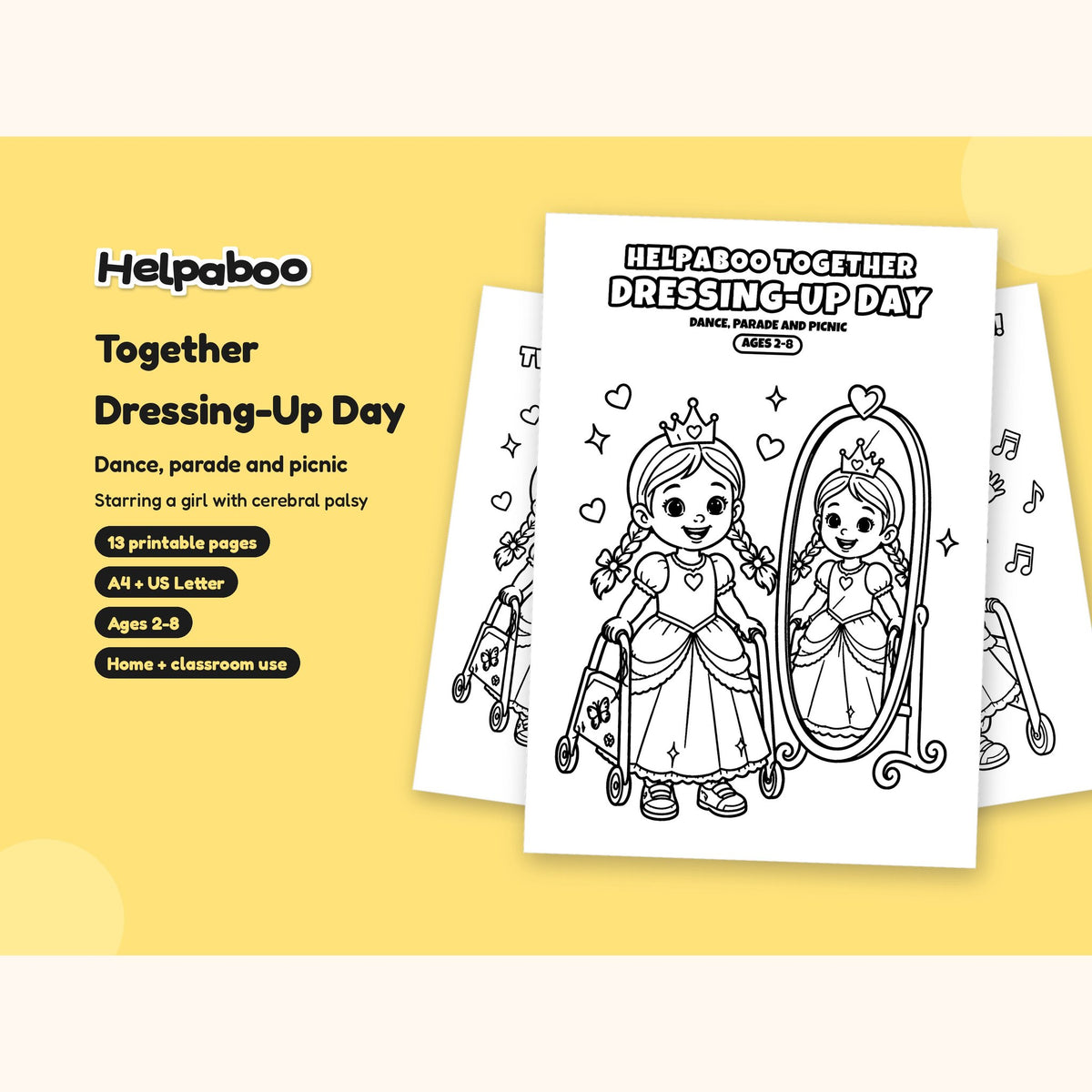 Helpaboo Together: Dressing-Up Day – Printable Colouring Book: cover
