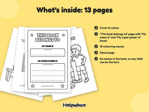 Helpaboo Together: Football Club – Printable Colouring Book: what's inside