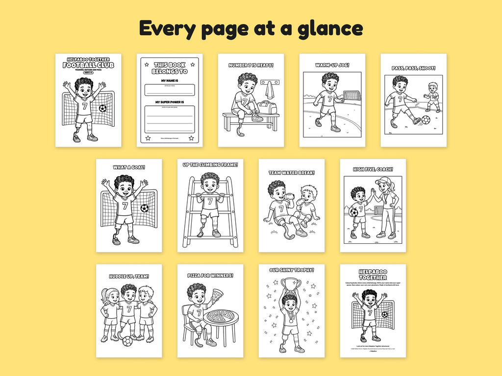 Helpaboo Together: Football Club – Printable Colouring Book: every page at a glance