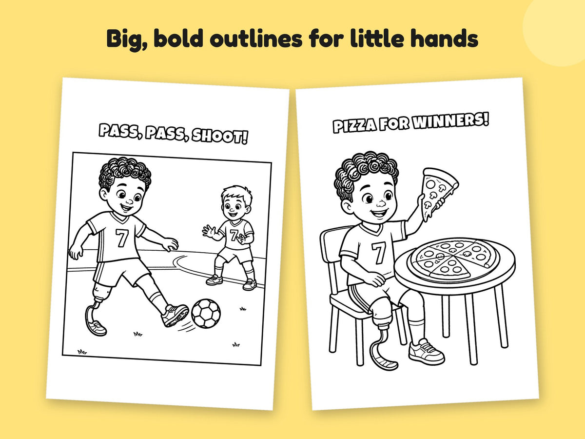 Helpaboo Together: Football Club – Printable Colouring Book: close-up of colouring pages