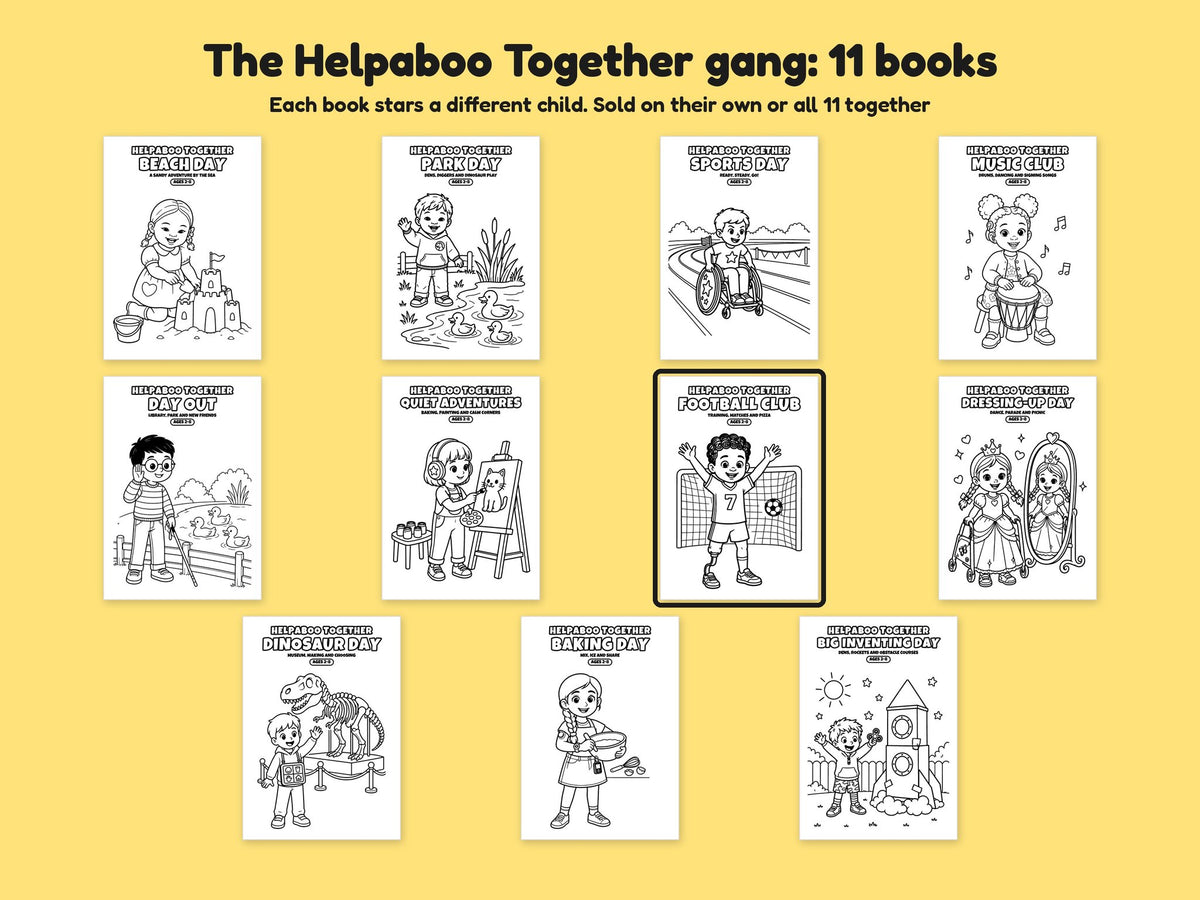 Helpaboo Together: Football Club – Printable Colouring Book: the full series