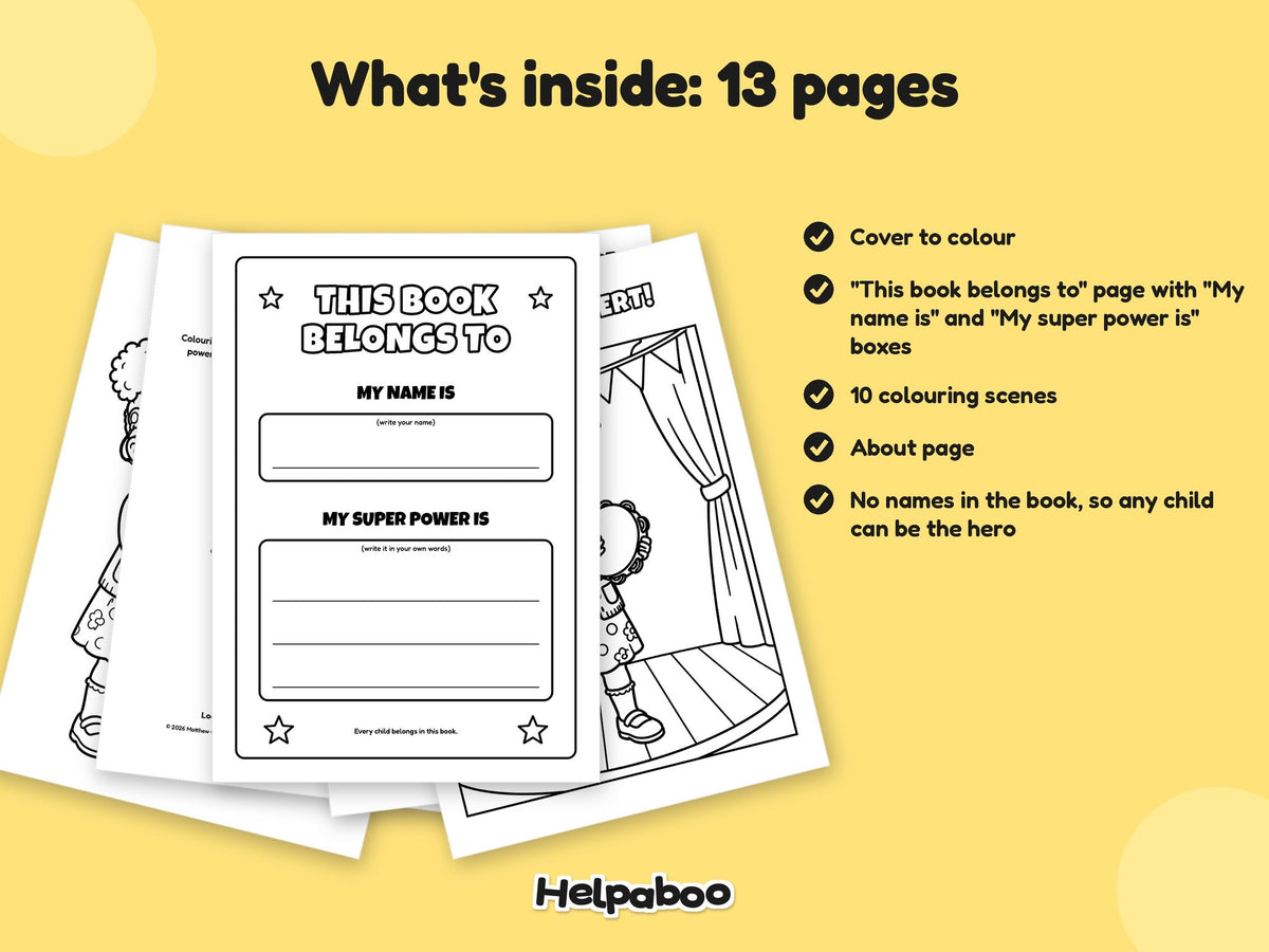 Helpaboo Together: Music Club – Printable Colouring Book: what's inside
