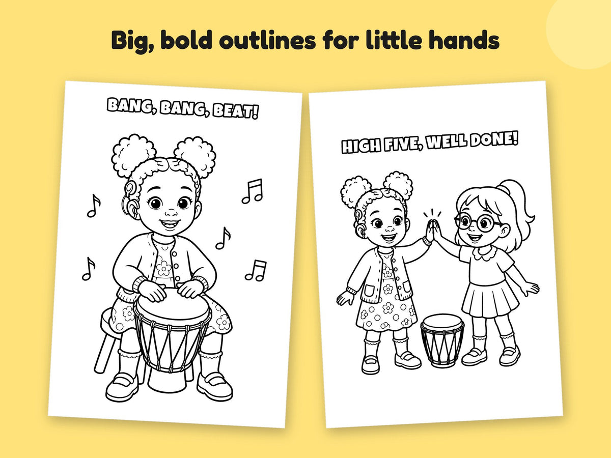 Helpaboo Together: Music Club – Printable Colouring Book: close-up of colouring pages