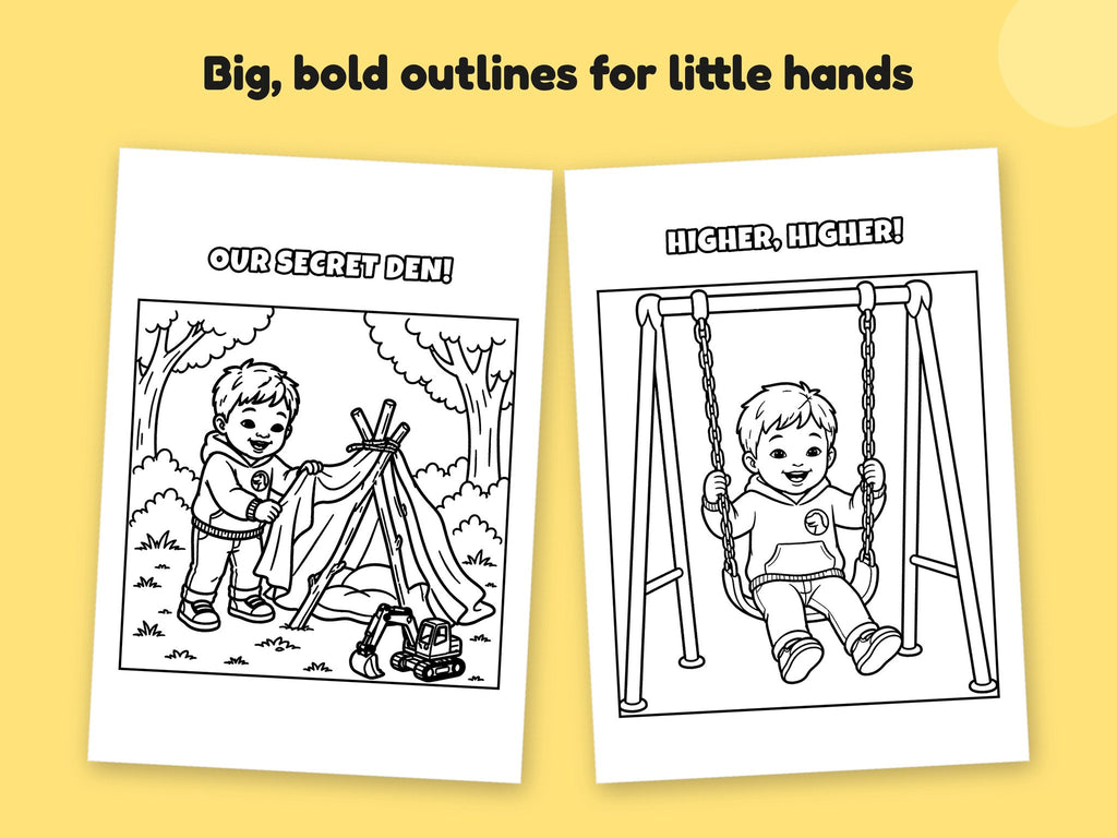 Helpaboo Together: Park Day – Printable Colouring Book: close-up of colouring pages
