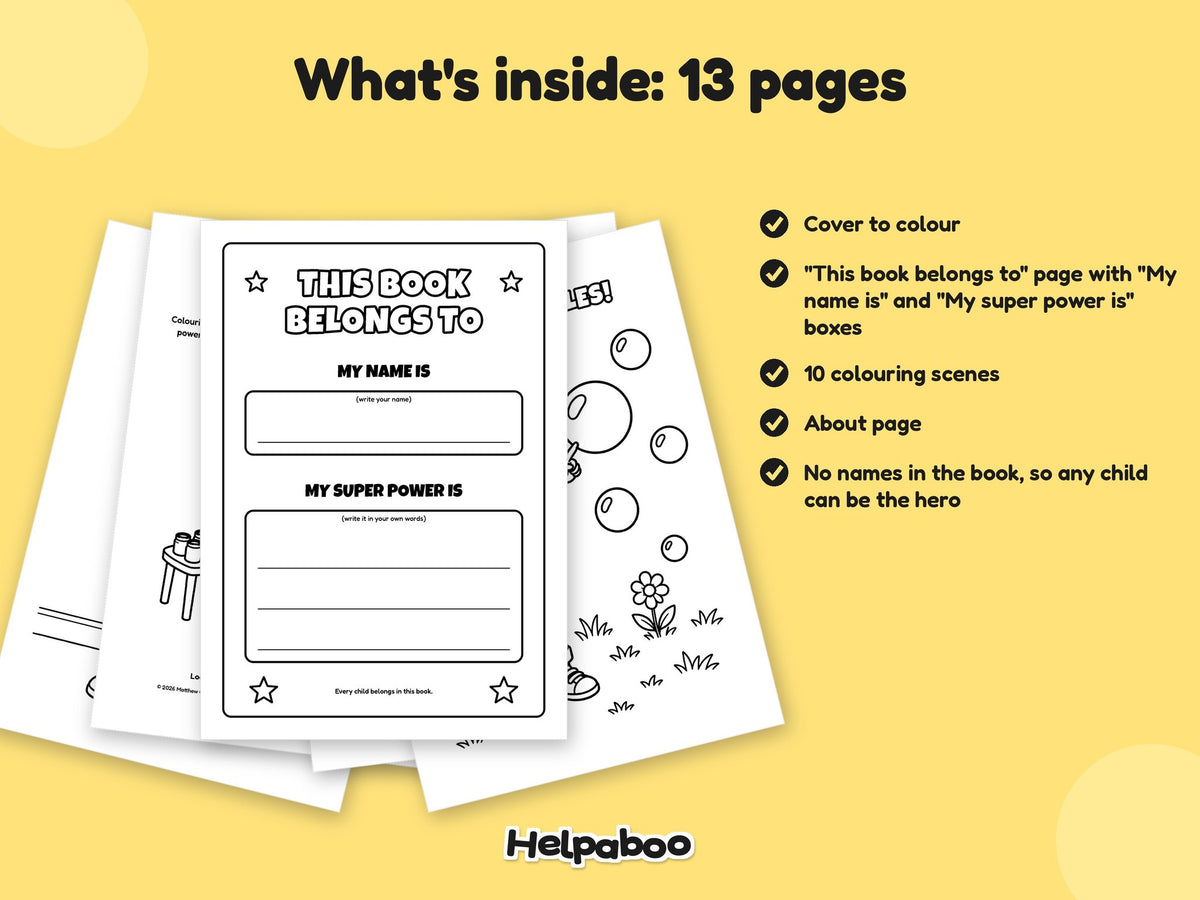 Helpaboo Together: Quiet Adventures – Printable Colouring Book: what's inside