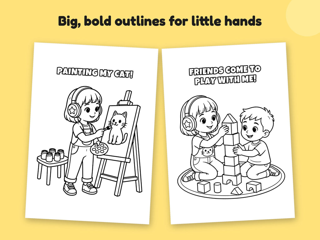 Helpaboo Together: Quiet Adventures – Printable Colouring Book: close-up of colouring pages