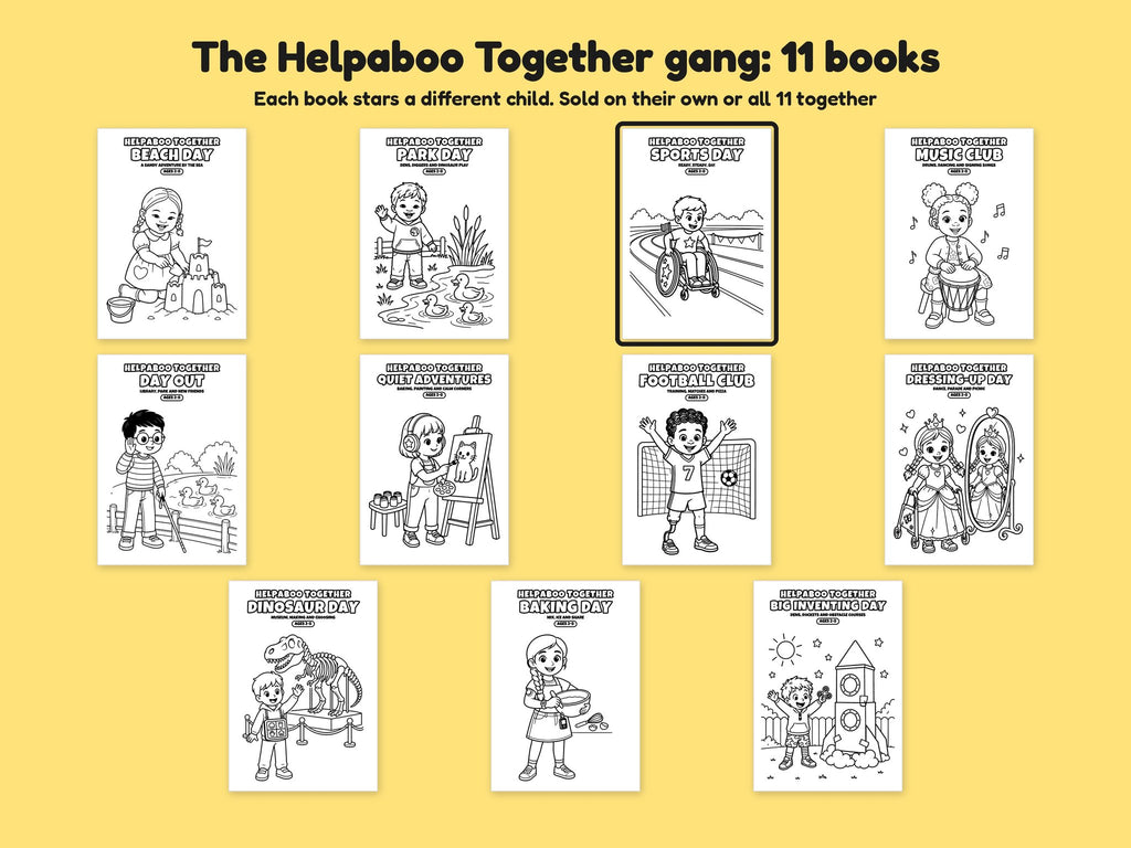 Helpaboo Together: Sports Day – Printable Colouring Book: the full series