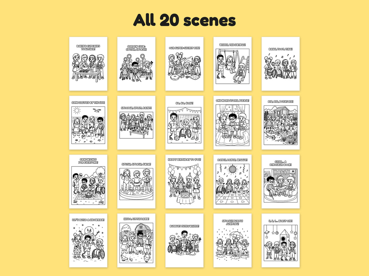 Helpaboo Together all 20 colouring scenes, ages 2-8