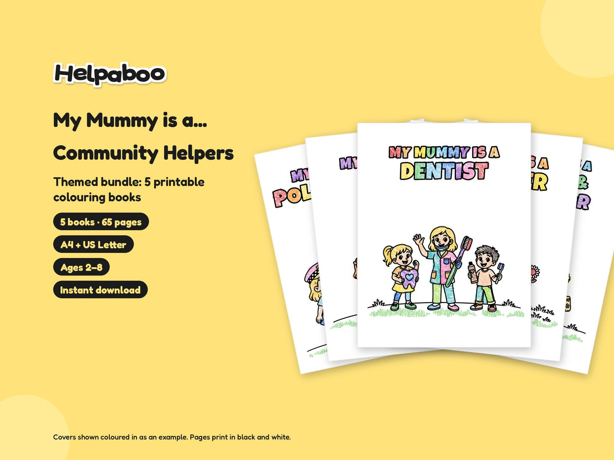 My Mummy is a... Community Helpers Bundle – 5 Printable Colouring Books: cover