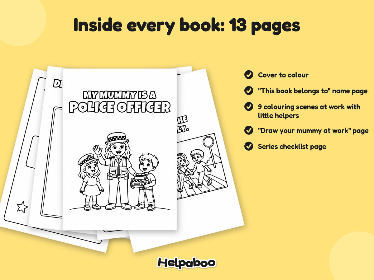 My Mummy is a... Community Helpers Bundle – 5 Printable Colouring Books: inside every book