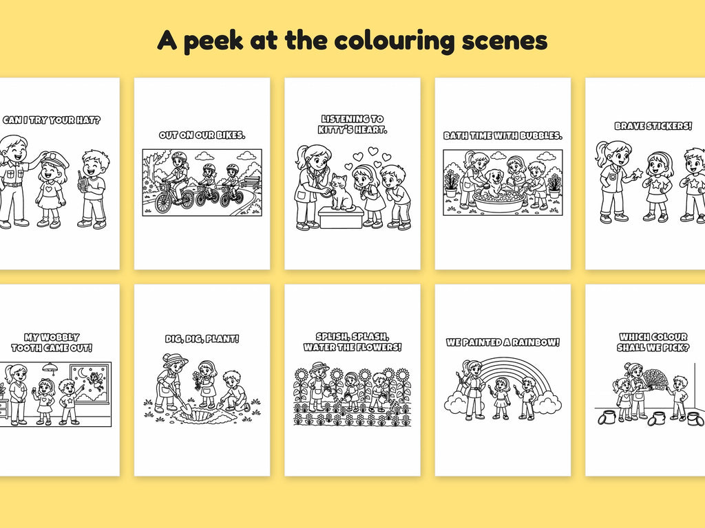 My Mummy is a... Community Helpers Bundle – 5 Printable Colouring Books: sample pages