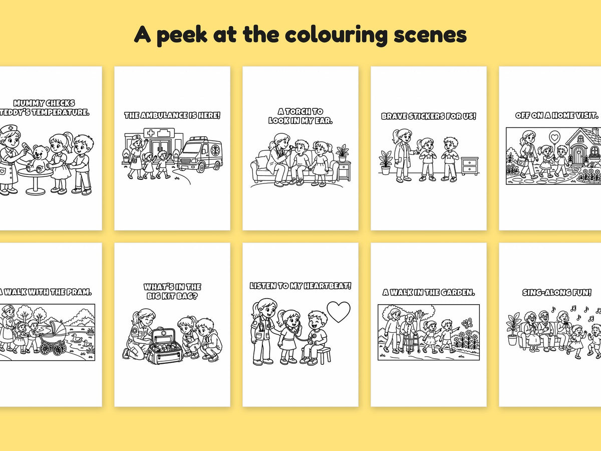 My Mummy is a... Health & Care Bundle – 5 Printable Colouring Books: sample pages