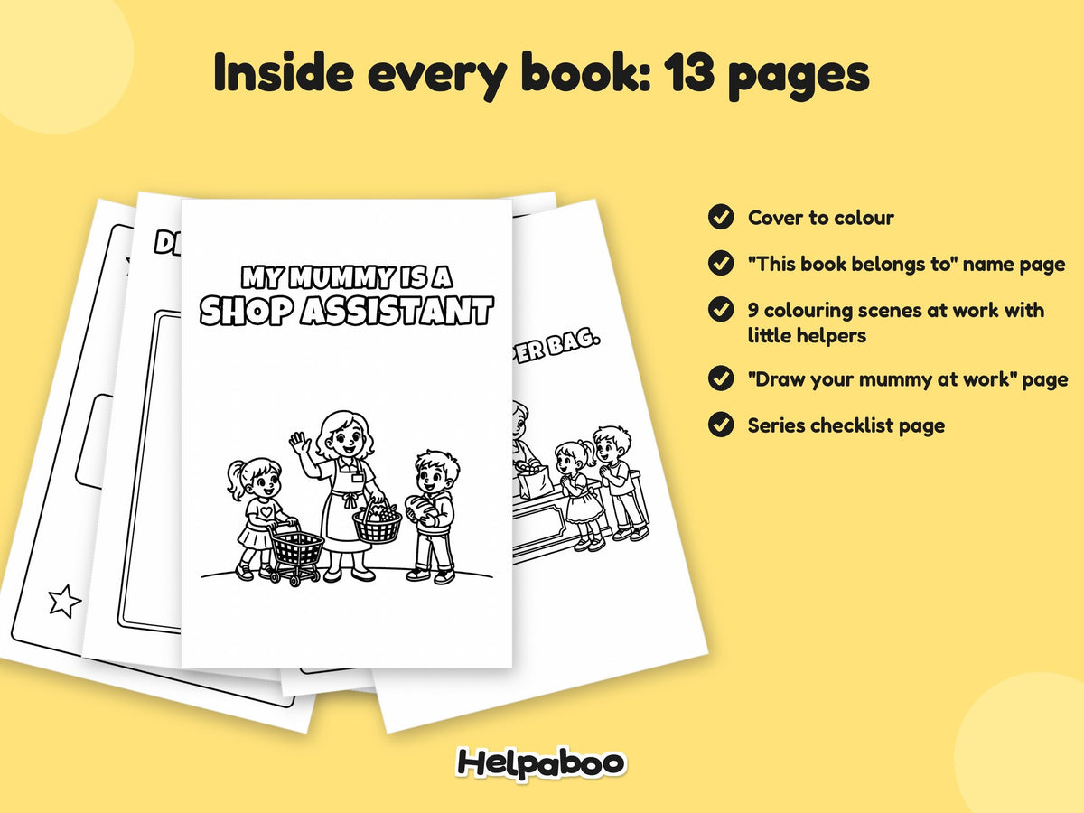 My Mummy is a... Shops, Cafés & Salons Bundle – 5 Printable Colouring Books: inside every book
