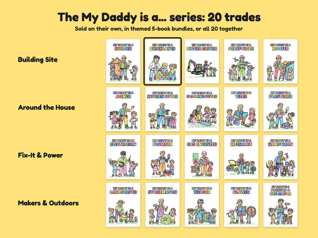 My Daddy is a Bricklayer – Printable Colouring Book: the full series