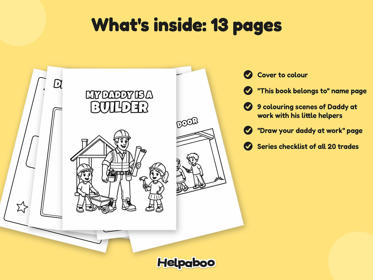 My Daddy is a Builder – Printable Colouring Book: what's inside