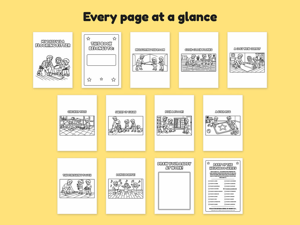 My Daddy is a Flooring Fitter – Printable Colouring Book: every page at a glance