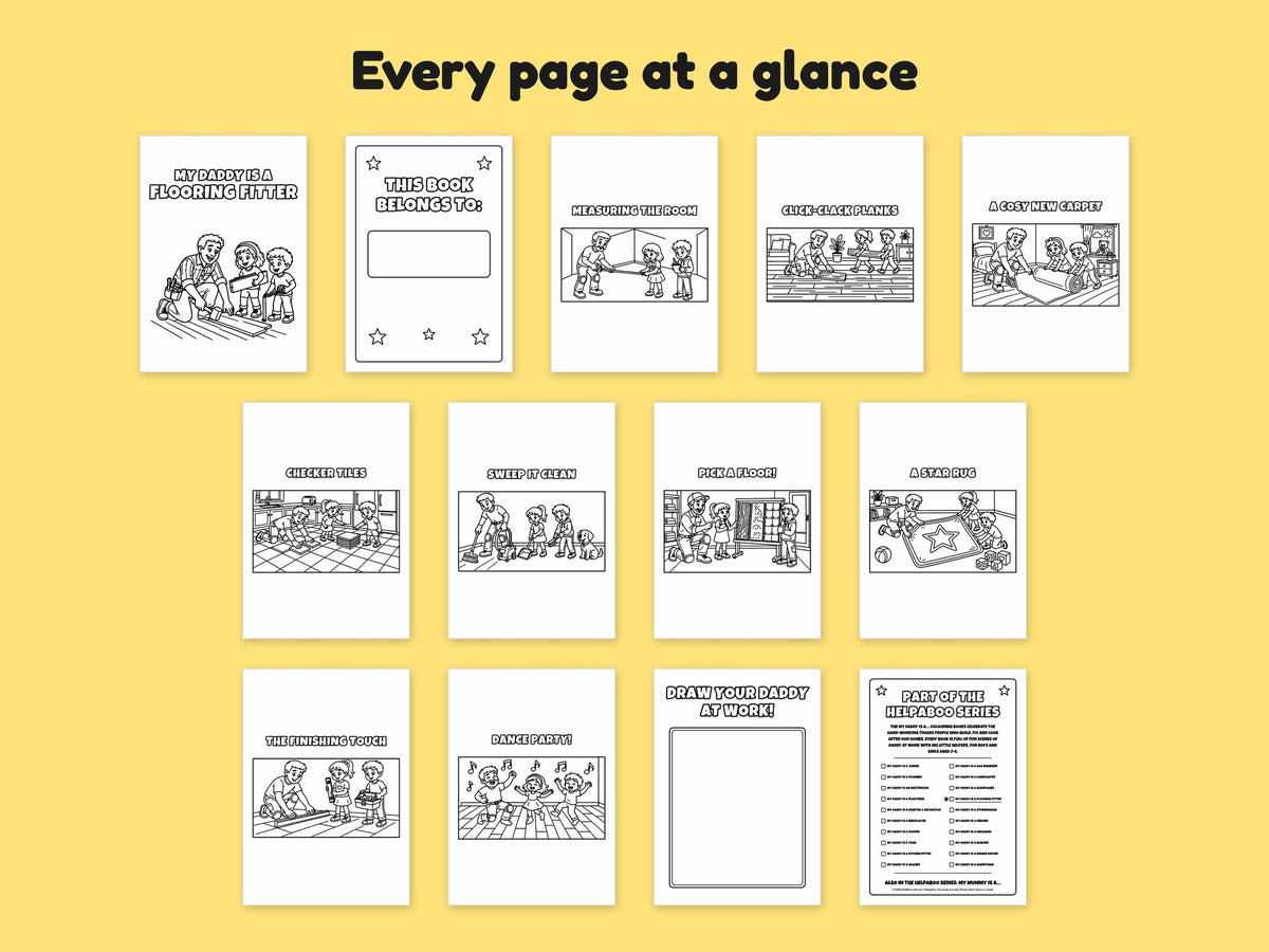 My Daddy is a Flooring Fitter – Printable Colouring Book: every page at a glance