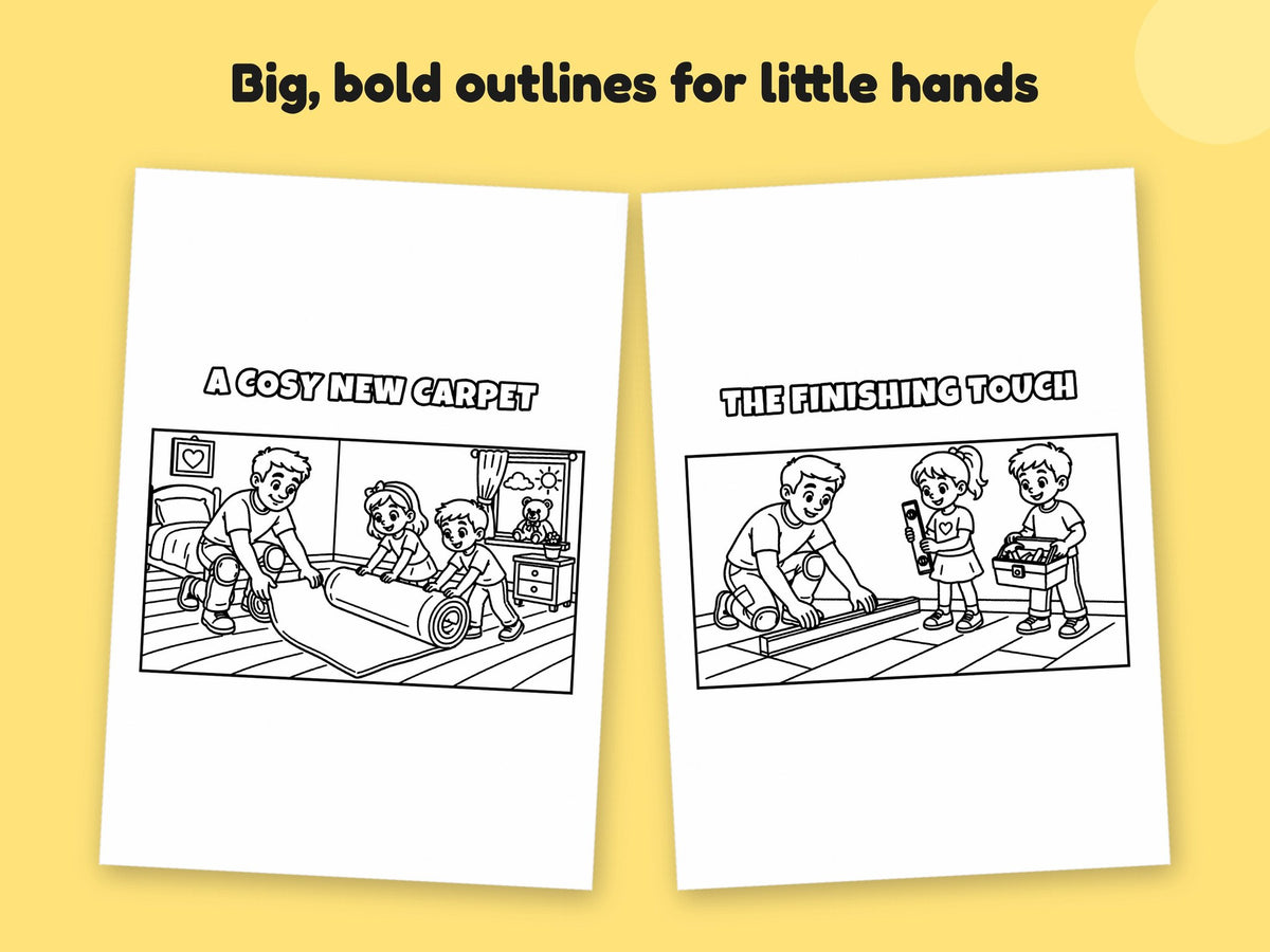 My Daddy is a Flooring Fitter – Printable Colouring Book: close-up of colouring pages