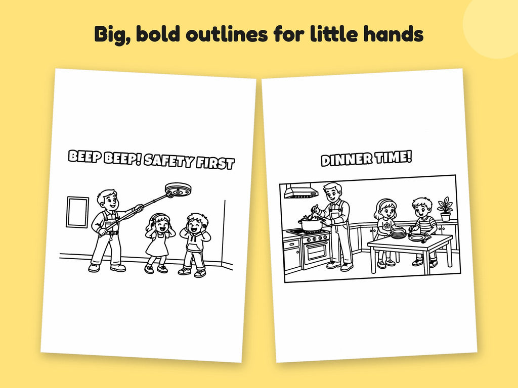 My Daddy is a Gas Engineer – Printable Colouring Book: close-up of colouring pages