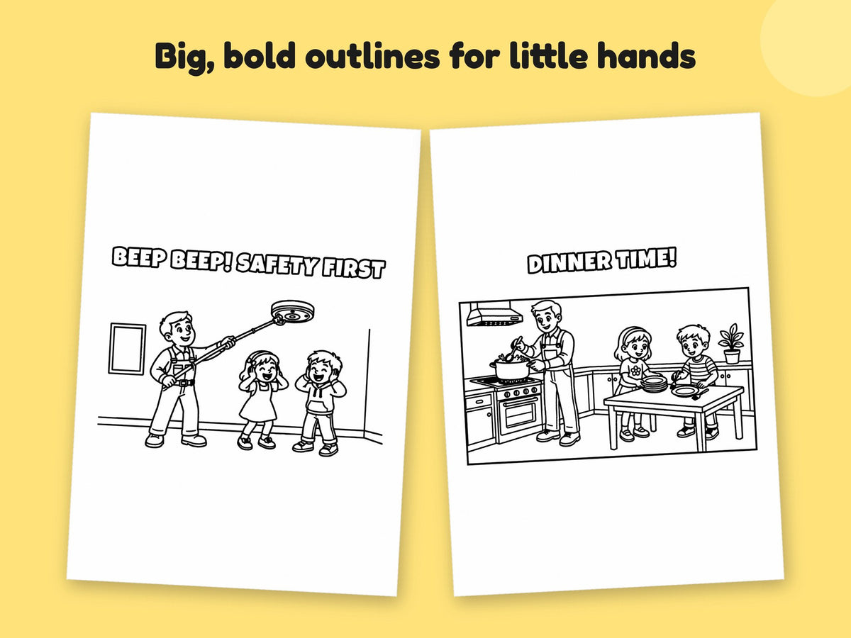 My Daddy is a Gas Engineer – Printable Colouring Book: close-up of colouring pages
