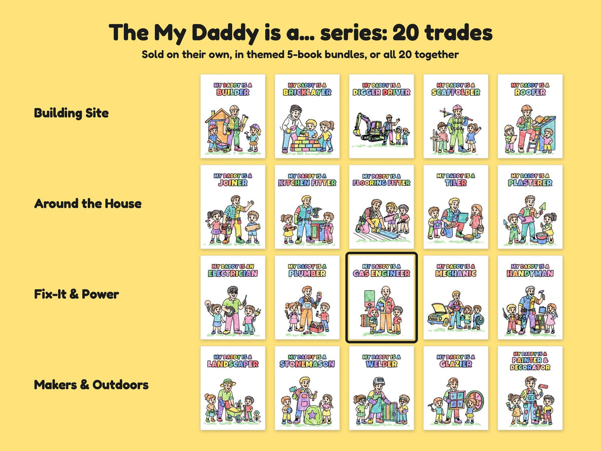 My Daddy is a Gas Engineer – Printable Colouring Book: the full series